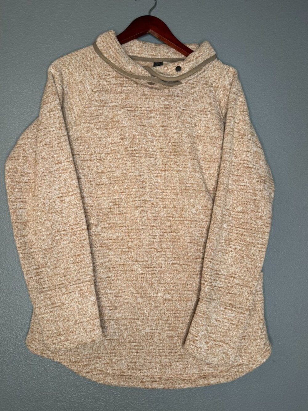 prAna Tri Thermal Threads Tunic L Polartec Fleece Snap Neck Pullover Womens